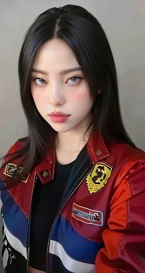 Baddie brunette with siren eyes and slanted eyes and Asian eyes and extremely large, thick, puffy and prominent lips perfect eyebrows and face, 8k 4k quality  