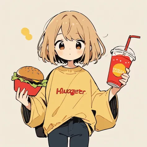 hamburger、french fries、nugget、drink、Simple design