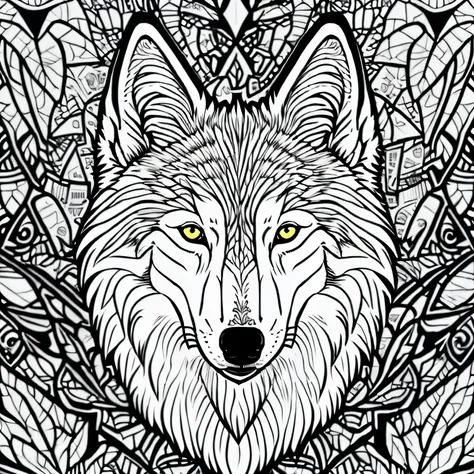 wolf, no color, no shading, no background