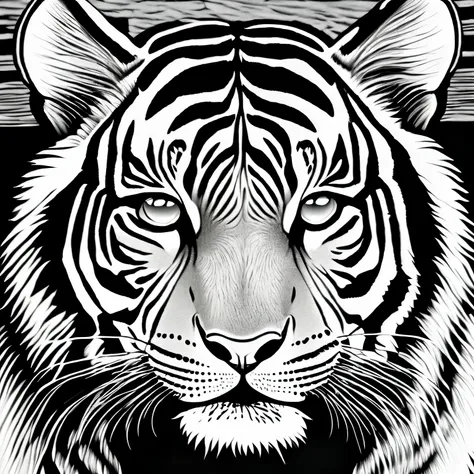 tiger, no color, no shading, no background, no color