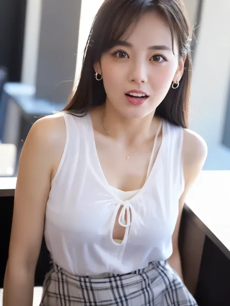 (32K:1.9, Best Quality, masterpiece, Ultra-high resolution), Perfect dynamic composition:1.3, Highly detailed skin and facial textures:1.3, bank, (Early Afternoon:1.5, Professional high-angle camera work:1.3, Cinema Lighting), ((sexy, A thin and tall Japan...