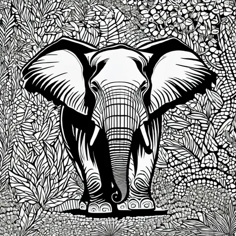 elephant, no color, no shading, no background, no color