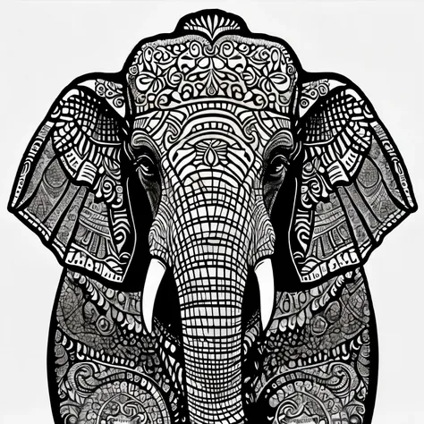 elephant, no color, no shading, no background, no color