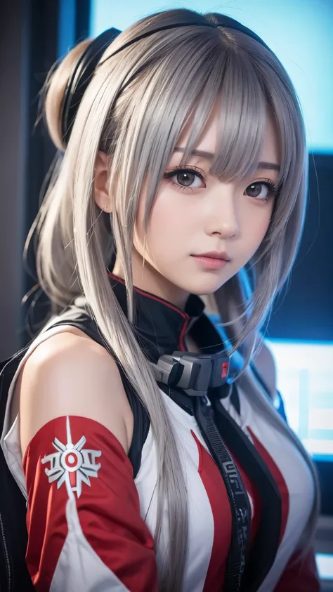 廊下に立っている長い髪と白いコートを着たAnime Girls, Girls Frontline Style, From Girls Frontline, From Arknights, Portrait Anime Astronaut Girl, かわいいAnime Girls, Cute girl anime visuals, Silver Haired Girl, Anime Girls, Anime Mecha Aesthetics, Anime aesthetics, Beautiful anim...