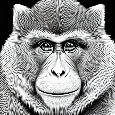 monkey, no color, no shading, no background, no color