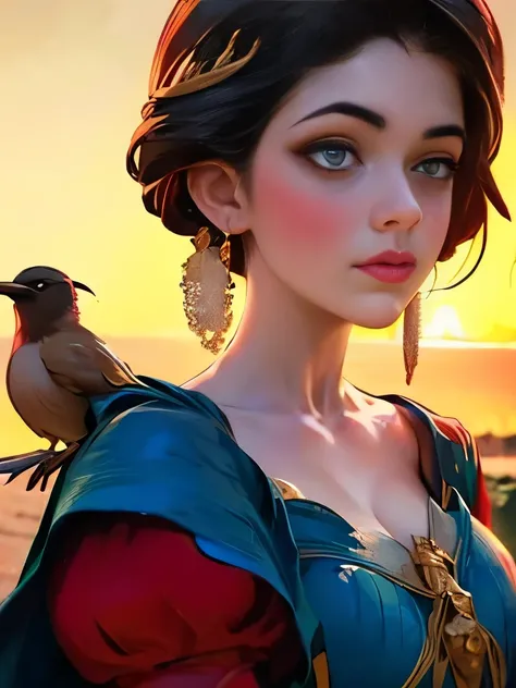 arafed woman in a medieval dress holding a bird in her hand, masterpiece! portrait of arwen, emilia clarke, anya taylor - joy vampire queen, pale fair skin!!, with pale skin, pale snow white skin, cinematic close-up bust shot, pale fair skin, serge marshen...