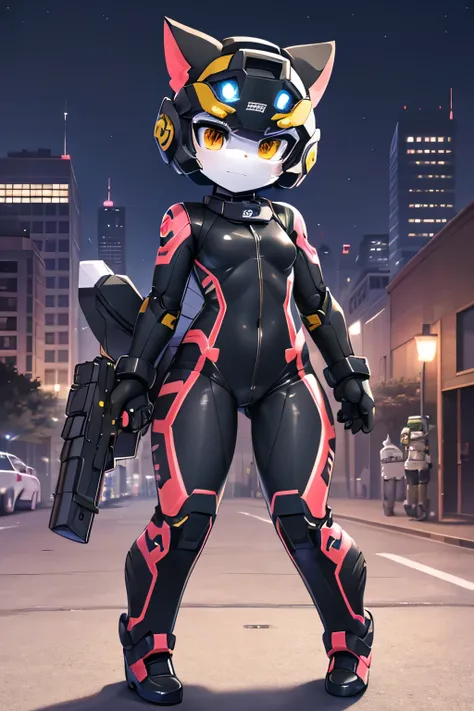 girl、helmet design、robot、late night、cyborg、cat、full face maskを被る、transformation heroine、tight suit、pilot suit、primary school stu...