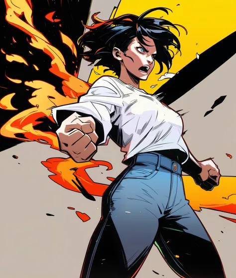 source_anime, score_9, score_8_up, score_7_up, score_6_up, hds style, cel shaded, linear hatching, simplified textures, limited color palette, black outlines, sharp edges, minimal shading, flattened perspective, angular shapes, graphic novel style. Dynamic...