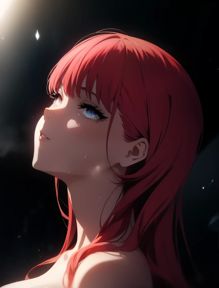 beautiful woman, red hair, rain, wind, space, big breasts, (best quality,4k,8k,highres,masterpiece:1.2),ultra-detailed,(realistic,photorealistic,photo-realistic:1.37),HDR,UHD,studio lighting,ultra-fine painting,sharp focus,physically-based rendering,extrem...