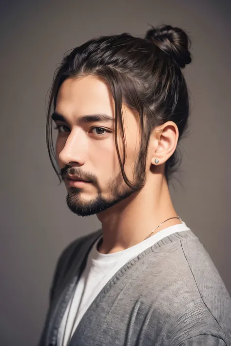 Man with man bun hair