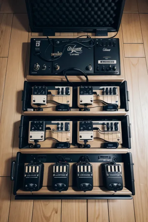 a guitar pedalboard containing a Line 6 XT LIVE pedalboard, um pedal cry baby classic e um pedal cuvave. all interconnected and ready to play 