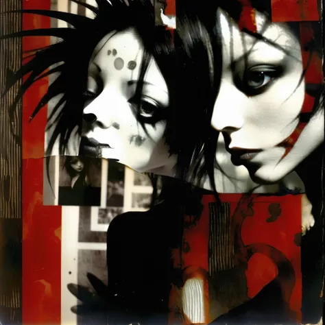 Dave McKean Style - _Black and white photography、womanファッション写真、１woman