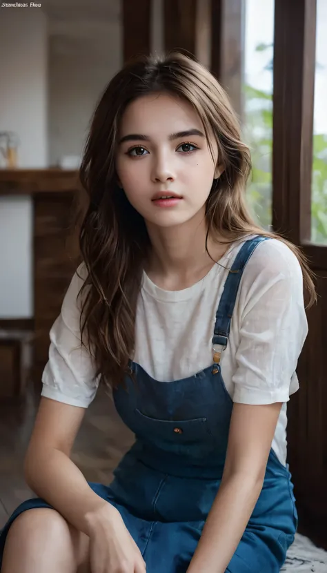 20-year-old, 8k, High resolution, beautiful girl, brown hair, wearing , indoors, One girl, Detailed face, View your viewers,