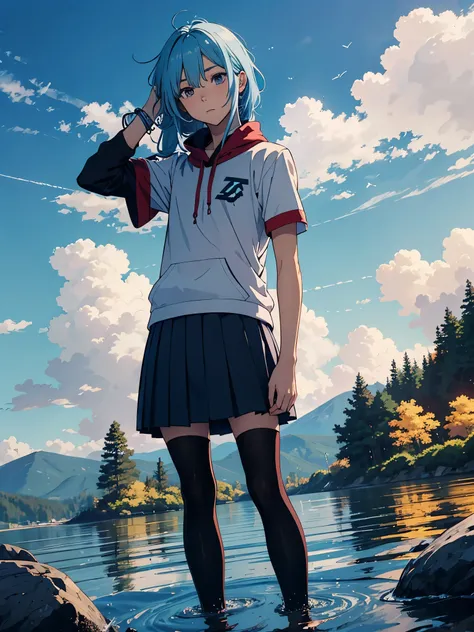 Light blue hair. Boy. Short Skirt. More anime style. blue flames. 2d. flatter. anime style. soft. More anime. Standing in a lake. More anime. More 2d. Clean. More anime. 2d. Glow. Light blue hair. More anime. male. Long hair. long blue hair. boy. Blue hair...