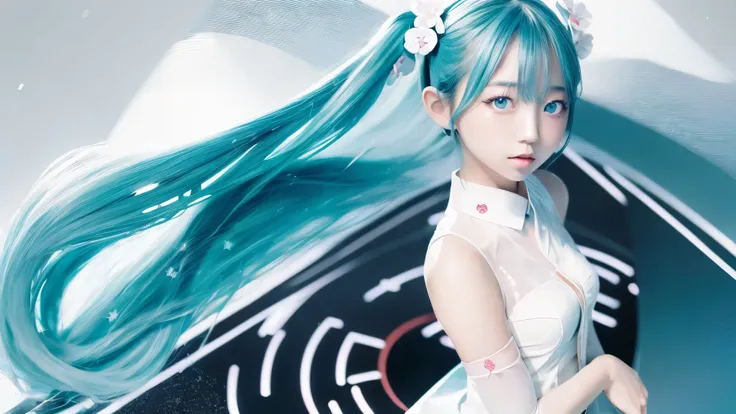 winc、Close one eye、miku hatsune、Official art, ​masterpiece, Sharp Focus, (Beautiful gorgeous cute korean woman:1.3), (Beautiful cute korean woman:1.3), Korean  beauty, Delicate Beautiful Hair and Eyes and Face, realisitic, ultra-detailliert, a beauty girl,...