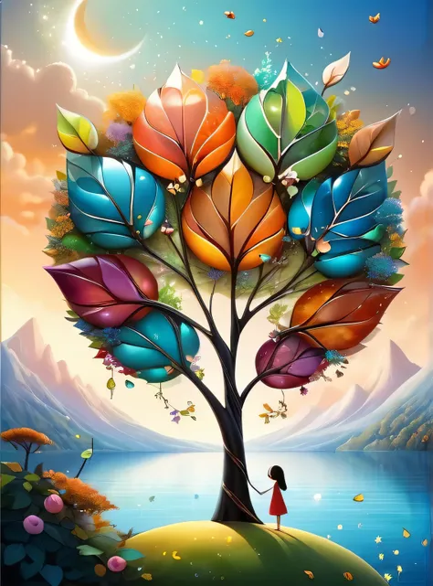 Neutral Color, boho, Matte painting, glass sculpture, Broken Glass effect, vivid bright colors, natural light, Iwona Lifsches and Catherina Abel figurative art : Endearing digital artwork in the style of Andy Kehoe and Jasmine 3 Griffith, colored sketch  b...