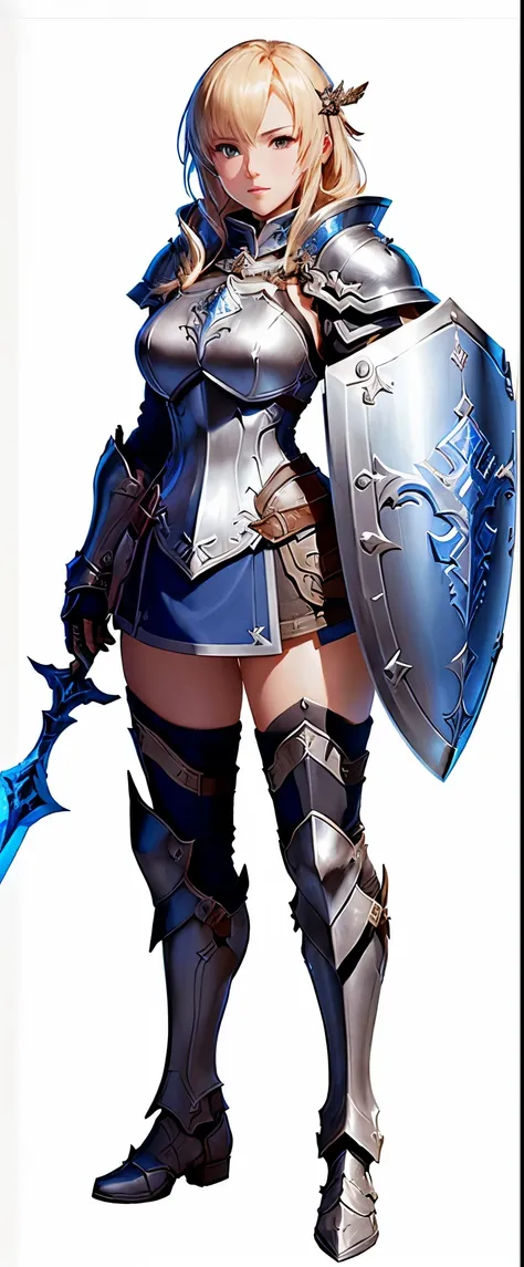 a woman in armor holding a shield and a shield, final fantasy tactics character, jrpg character art, granblue fantasy, rpg character, jrpg character, crisp clear rpg portrait, ragnarok online, ( ( character concept art ) ), rpg character art, pretty female...