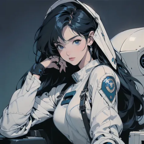 white background only、(((masterpiece, Best Quality)))、(((32K Wallpaper)))、The most detailed machine、(((The most complete and detailed collection of machines and women of the future)))、The most detailed background、(((Small breasts)))、(((Many complex, Sophis...