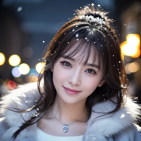 ((highest quality、table top、8k、best image quality、Award-winning work))、one beautiful mature woman、4 mature woman、look at me and smile、(close up of face:1.4)、(cleavage:1.1)、(big breasts:1.1)、(Perfect and classy thick fur coat:1.3)、epic movie lighting、(roman...