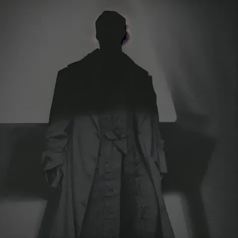 arafed image of a man in a coat and a hat standing in a dark room, neo noir style, neo - noir style, shadowy informant, he is traversing a shadowy city, beaten tech. neo noir style, noir film still, neo noir, he is wearing a trenchcoat, mysterious man, kor...