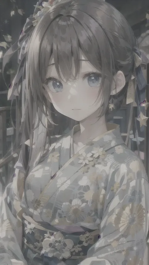 ((masterpiece, Highest quality, Super Definition, High definition)), alone, beautiful girl, Shining Eyes, Perfect Eyes, , Blue Theme, Yukata, firework