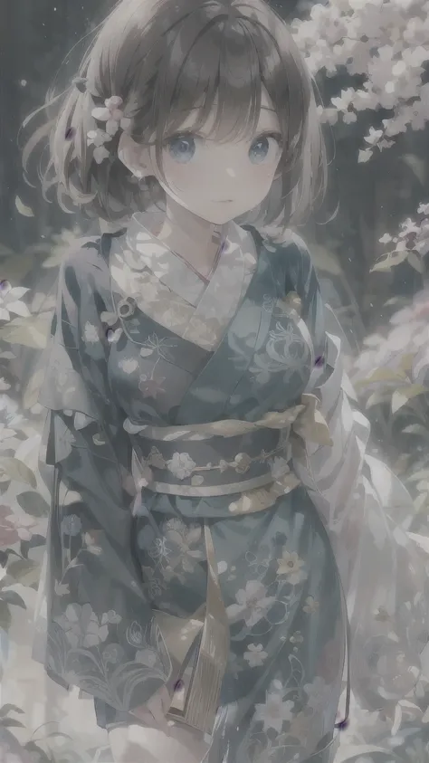 ((masterpiece, Highest quality, Super Definition, High definition)), alone, beautiful girl, Shining Eyes, Perfect Eyes, , Blue Theme, Yukata, firework