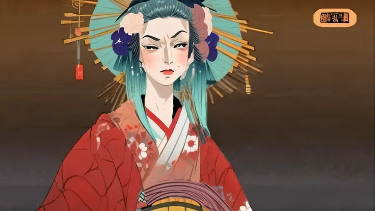 masterpiece, best quality, ukiyo-e:1.2, in hokusai style, a beautiful 20s model, ultra detailed face, crying, outraged
