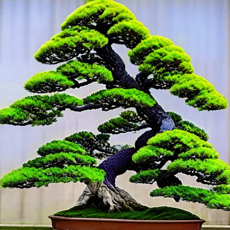 (masterpiece, Best Quality:1.2), 1 Potted Plant, Alone, Photographing the entire bonsai、Blank background、