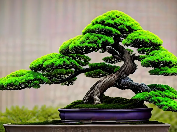 (masterpiece, Best Quality:1.2), 1 Potted Plant, Alone, 1 pot、Photographing the entire bonsai、Blank background、Plain background、White background、