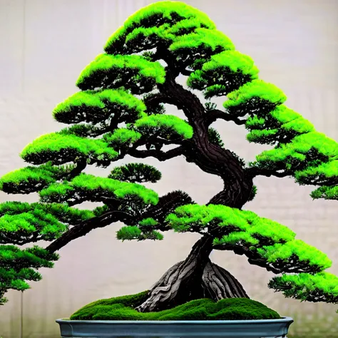 (masterpiece, Best Quality:1.2), 1 Potted Plant, Alone, 1 pot、(Photographing the entire bonsai)、Blank background、Plain background、White background、