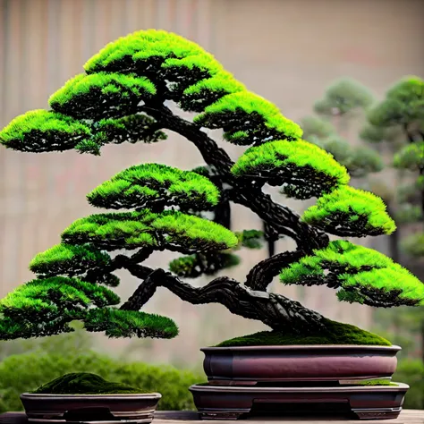 (masterpiece, Best Quality:1.2), 1 Potted Plant, Alone, 1 pot、(Photograph the entire bonsai and pot)、Blank background、Plain background、White background、