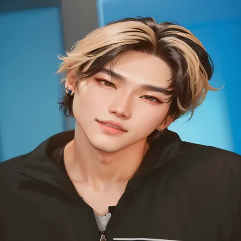 a close up of a person with a black jacket and a black shirt, portrait of kpop idol, xqc, taejune kim, yanjun chengt, cai xukun, inspired by Kim Deuk-sin, korean artist, portrait of jossi of blackpink, hsiao-ron, jung jaehyun, [ digital art ]!!, inspired b...