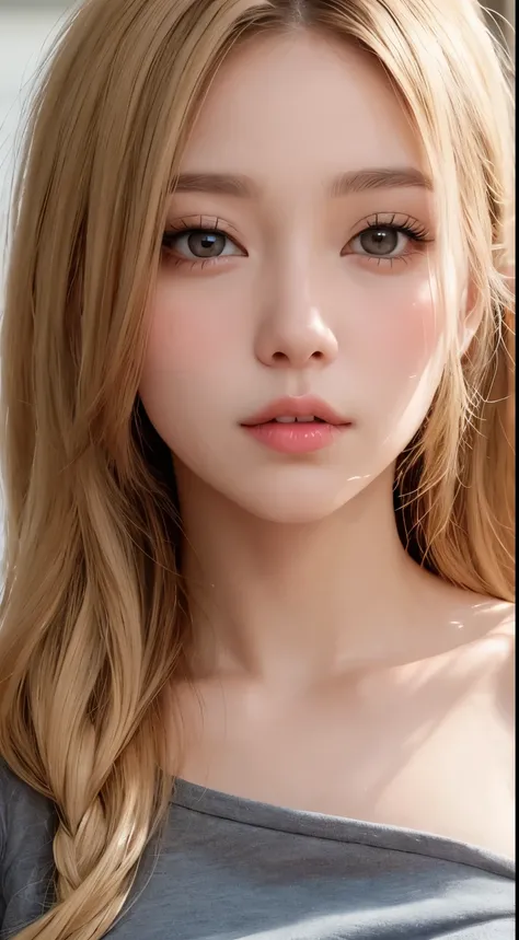 solo、Beautiful big breasts、Light brown eyes, Light blonde,Shortcuts、Beautiful Girl, (Eye and facial details:1.0)、Tanned, wheat-colored skin、Beautiful thick pink lips、close-up of face、Lots of sweat、See who's watching、Upper Body、Close-up、Close-up