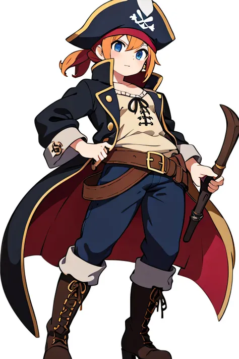 pirate、adult、whole body、Character portrait、White background、tall、alone、body、feet、boots