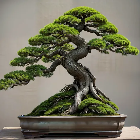 (masterpiece, Best Quality:1.2), 1 Potted Plant, Alone, 1 pot、A wonderful masterpiece、(Photograph the entire bonsai and pot)、High-quality ornament stand、(Blur the background)、(Plain background)、(White background)、Best Quality、High image quality、masterpiece...