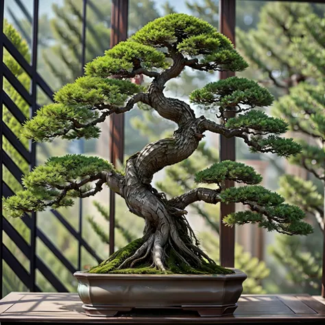 (masterpiece, Best Quality:1.2), 1 Potted Plant, Alone, 1 pot、A wonderful masterpiece、Mingpin potted plants、(Photograph the entire bonsai and pot)、High-quality ornament stand、(Blur the background)、(Plain background)、(White background)、Best Quality、High ima...