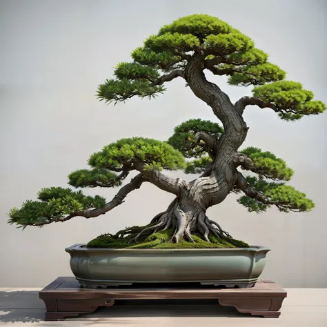 (masterpiece, Best Quality:1.2), 1 Potted Plant, Alone, 1 pot、A wonderful masterpiece、Mingpin potted plants、(Photograph the entire bonsai and pot)、High-quality ornament stand、(Blur the background)、(Plain background)、(White background:1.2)、Best Quality、High...
