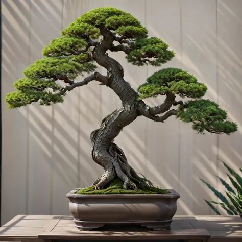 (masterpiece, Best Quality:1.2), 1 Potted Plant, Alone, 1 pot、A wonderful masterpiece、Mingpin potted plants、(Photograph the entire bonsai and pot)、High-quality ornament stand、(Blur the background)、(Plain background)、(White background:1.2)、Best Quality、High...
