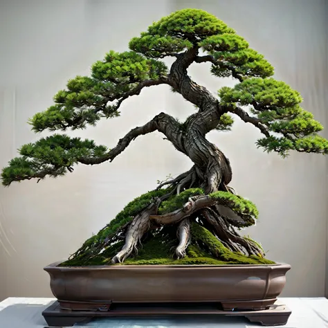 (masterpiece, Best Quality:1.2), 1 Potted Plant, Alone, 1 pot、A wonderful masterpiece、Mingpin potted plants、(Photograph the entire bonsai and pot)、High-quality ornament stand、(Blur the background)、(Plain background)、(White background:1.2)、Best Quality、High...