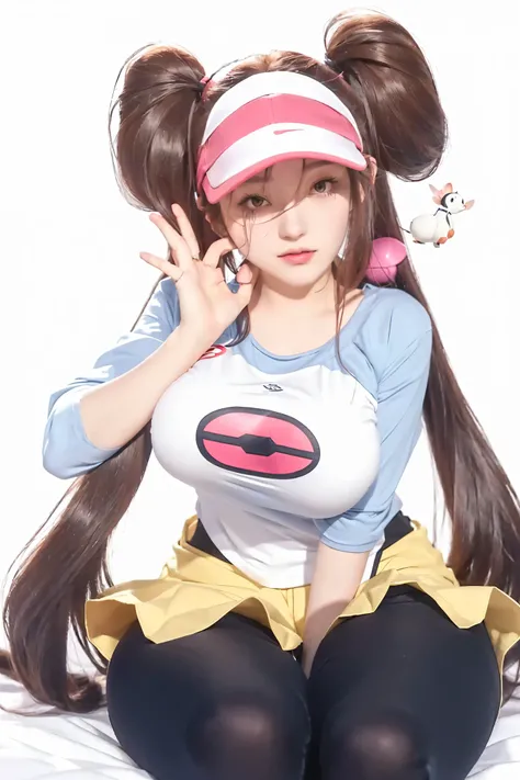  girl with long hair and a white shirt sitting on the ground, pokemon trainer outfit, pokemon trainer, misty from pokemon, senna from league of legends, top rated on pixiv, seductive  girl, female protagonist 👀 :8, high quality fanart, oppai, attractive  g...