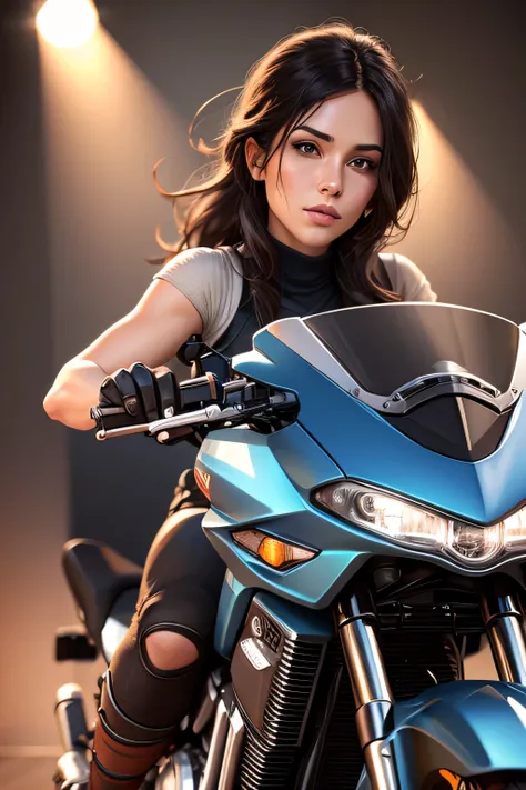 Lara Croft riding a HONDA CBR500R moto bike, wearing a latex outfit, view from behind, DLSR, sharp focus, cinematic lighting, sun rays, masterpiece, perfect face, ultra detailed face, perfect brown eyes, beautiful face, perfect anatomy
