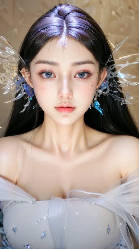 Game Art，Best image quality，Maximum resolution，8K，(A half-length photo)，(portrait)，(Head close-up)，(Rule of Thirds)，Unreal Engine 5 rendering works，20 year old girl，((Queen))，The eyes are very detailed，(Large Breasts)，Elegance and nobility，Light，Light线追踪，G...