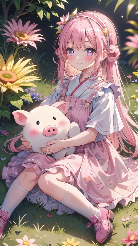 ((8k, Highest Quality, Masterpiece: 1.3)), Ultra High Resolution, (One Girl, Solo), (Color Changing Eyes, Super Detailed, Expressive Shine, Sparkle, Glowing Eyes), Highly Detailed Eyes, In the cosplay version that brings out the cuteness of the piglet to t...