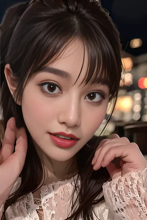 {{{{Straight Bob Hair}}},{1girl:18 yo:Two Eyes Mascara,, {{naked}}, {{NUDE}}, just,}}nipple}}}, ,night, cityscape,city lights, {upper body},close-up, {{8k, {RAW photo}, {best quality}, {masterpiece},{realistic}, {photo-realistic}},{You can see a beautiful ...