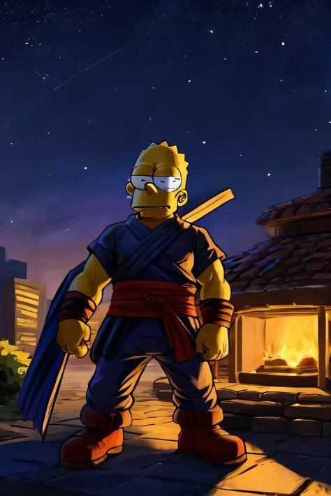 homer simpson, ninja , night, low light