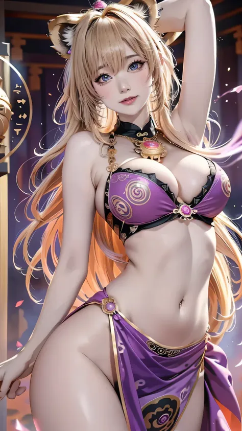 Zerg Queen Beautiful Girl: Ranlinger, 1, emperor, Messy Hair, oil, Romanticism painting, beautiful Perfect Face, Soft Skin, Perfect Face, Yasutomo Okas painting style, Big Breasts, Add light purple and purple, Add Light Red, Intricate details, Splash scree...