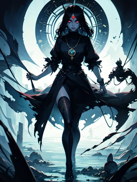 tarot card, full body, Artistic elements add depth to the work. The overall atmosphere is creepy and nightmarish..., With a unique artistic touch. This movie is、The dark and crazy world of horror movies depicted in HD., Evoke visual stimuli and aesthetic s...