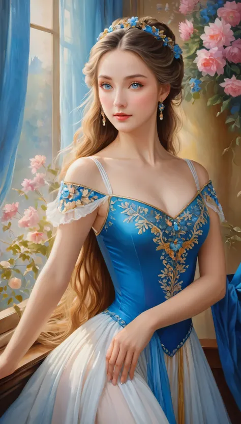 (High resolution,masterpiece:1.2),(Realistic:1.37)"(Highest quality, High resolution, Very detailed, Realistic),Portrait of a beautiful Ukrainian ballet dancer from the 19th century, (She is half Ukrainian and half Japanese., She is a beautiful woman with ...