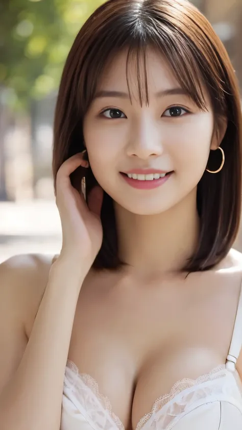 1 girl, (White lace bra、White panties、The clothes are see-through、Protruding nipples:1.1、Cleavage), Beautiful Japanese actresses, (RAW Photos, highest quality), (Realistic, Photorealistic:1.4), masterpiece, Very delicate and beautiful, Very detailed, wonde...