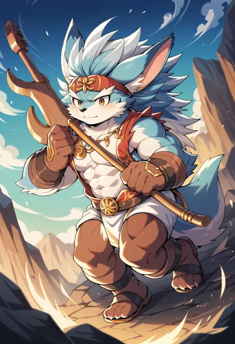 rating_safe, score_9, score_8_up, score_7_up, score_6_up, score_5_up, score_4_up, source_furry, highres, cover page, Rock Band Concerts, Musical instrument performance, Stage Performance, hot air, absurdres(kemono, 1boy, furry anthro)dramatic, epic, One sc...